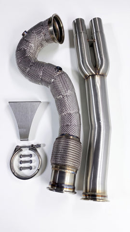 Blaze Performance RS3/TTRS 8V2 and 8Y Heat Shield Bolt-on Downpipe with Midpipe